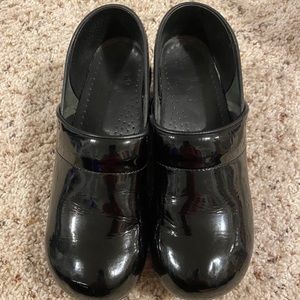 Dansko Black Patent Clogs